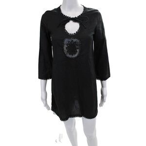 Anya Hindmarch Womens Key Hole Neck Cover Up Dress Black Cotton Size Small
